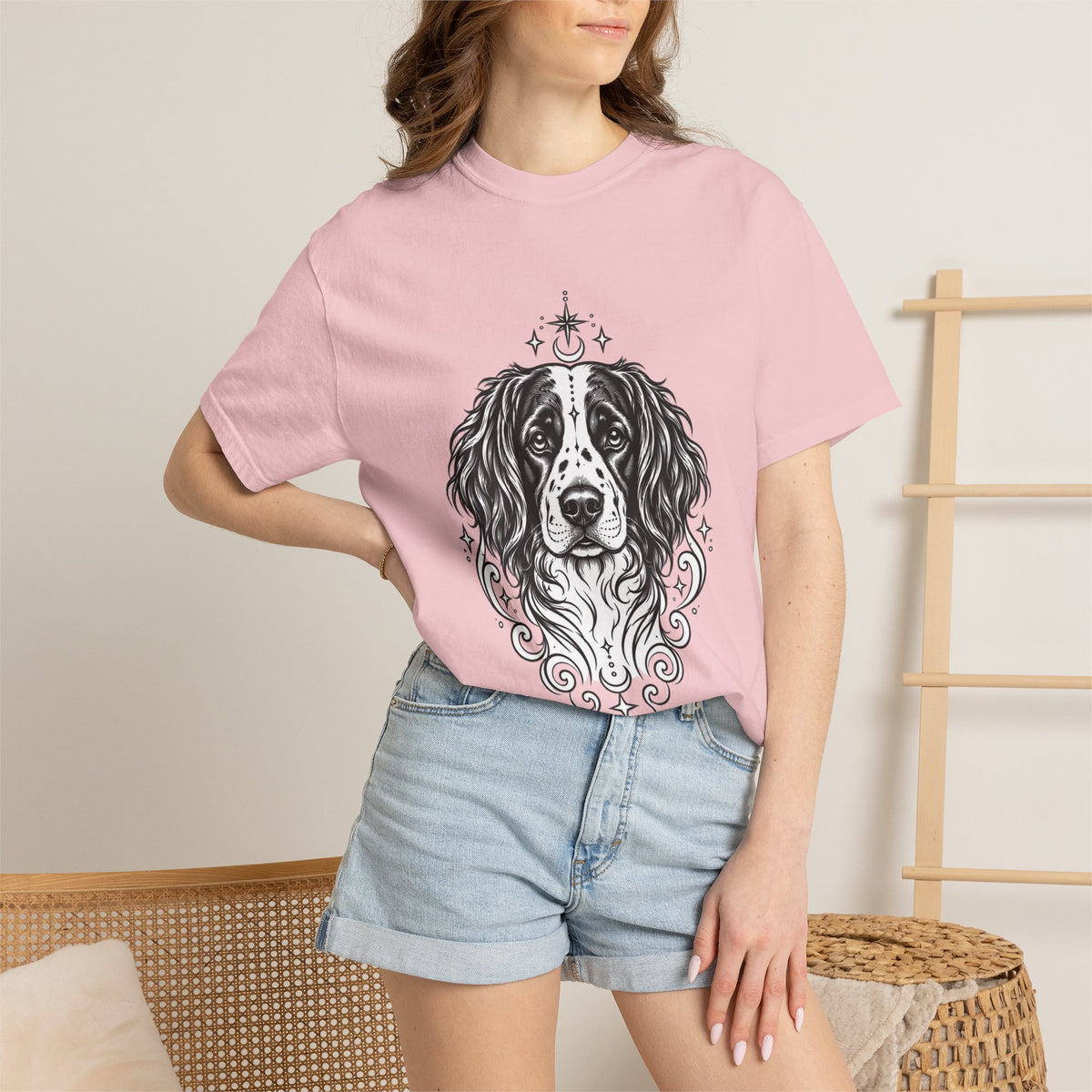 Mystical Stabyhoun Line Art T-Shirt — Minimal Dog Portrait Tee