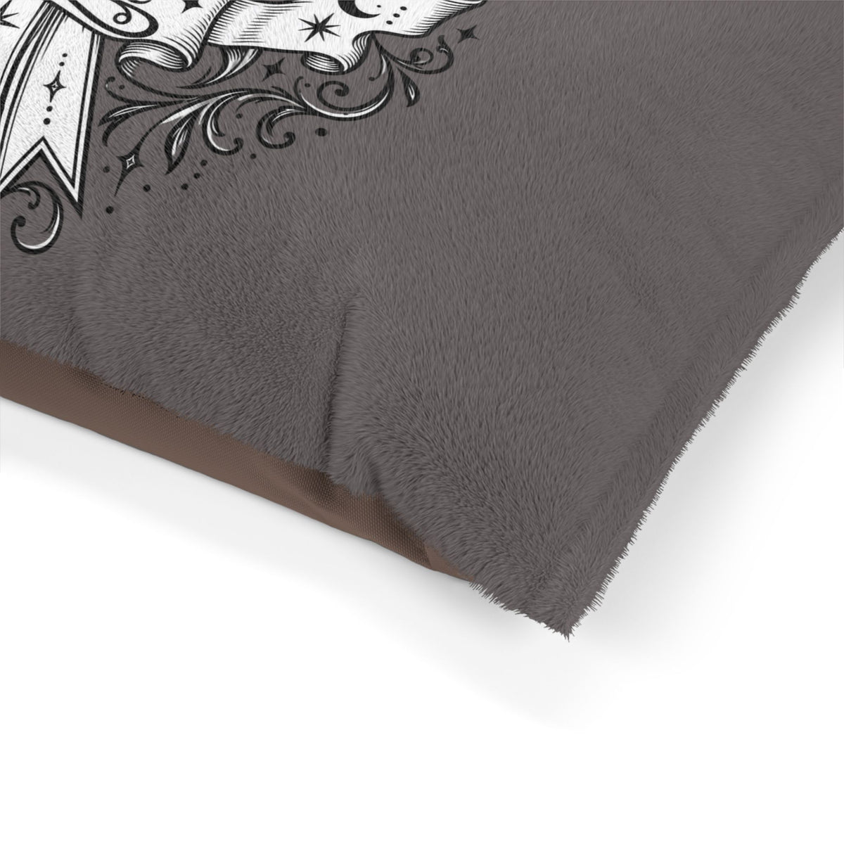 Best in Snooze Pet Bed — Plush Gray Dog & Cat Cushion with Royal Crest Design