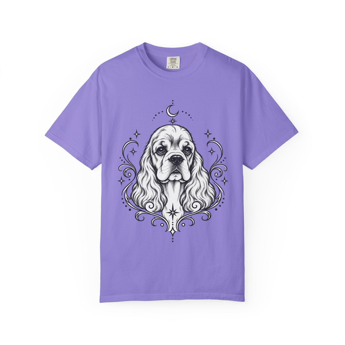 Mystical American Cocker Spaniel Line Art T-Shirt — Minimal Dog Portrait Tee