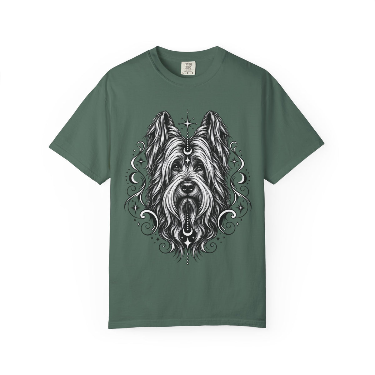 Mystical Briard Line Art T-Shirt — Minimal Dog Portrait Tee