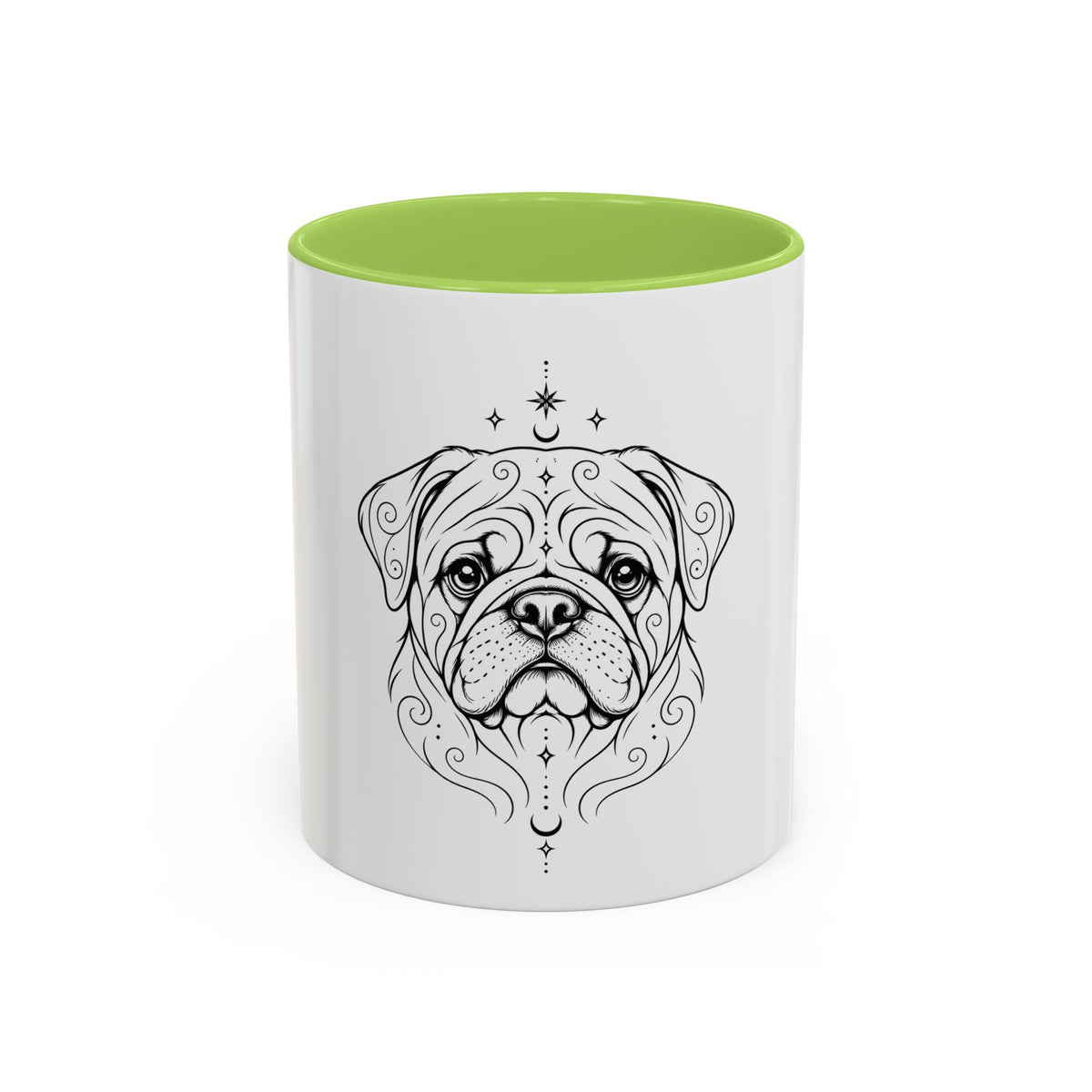 Mystical Pug Line Art Accent Coffee Mug – Mystical Dog Portrait 11/15oz
