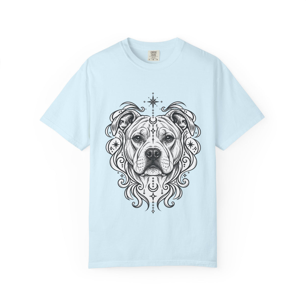 Mystical American Staffordshire Terrier Line Art T-Shirt — Minimal Dog Portrait Tee