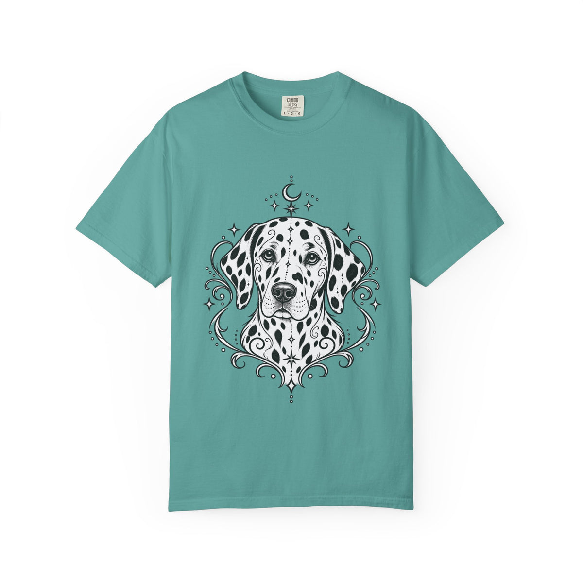 Mystical Dalmatian Line Art T-Shirt — Minimal Dog Portrait Tee