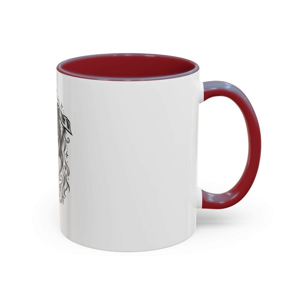 Mystical Border Collie LH Line Art Accent Coffee Mug – Mystical Dog Portrait 11/15oz