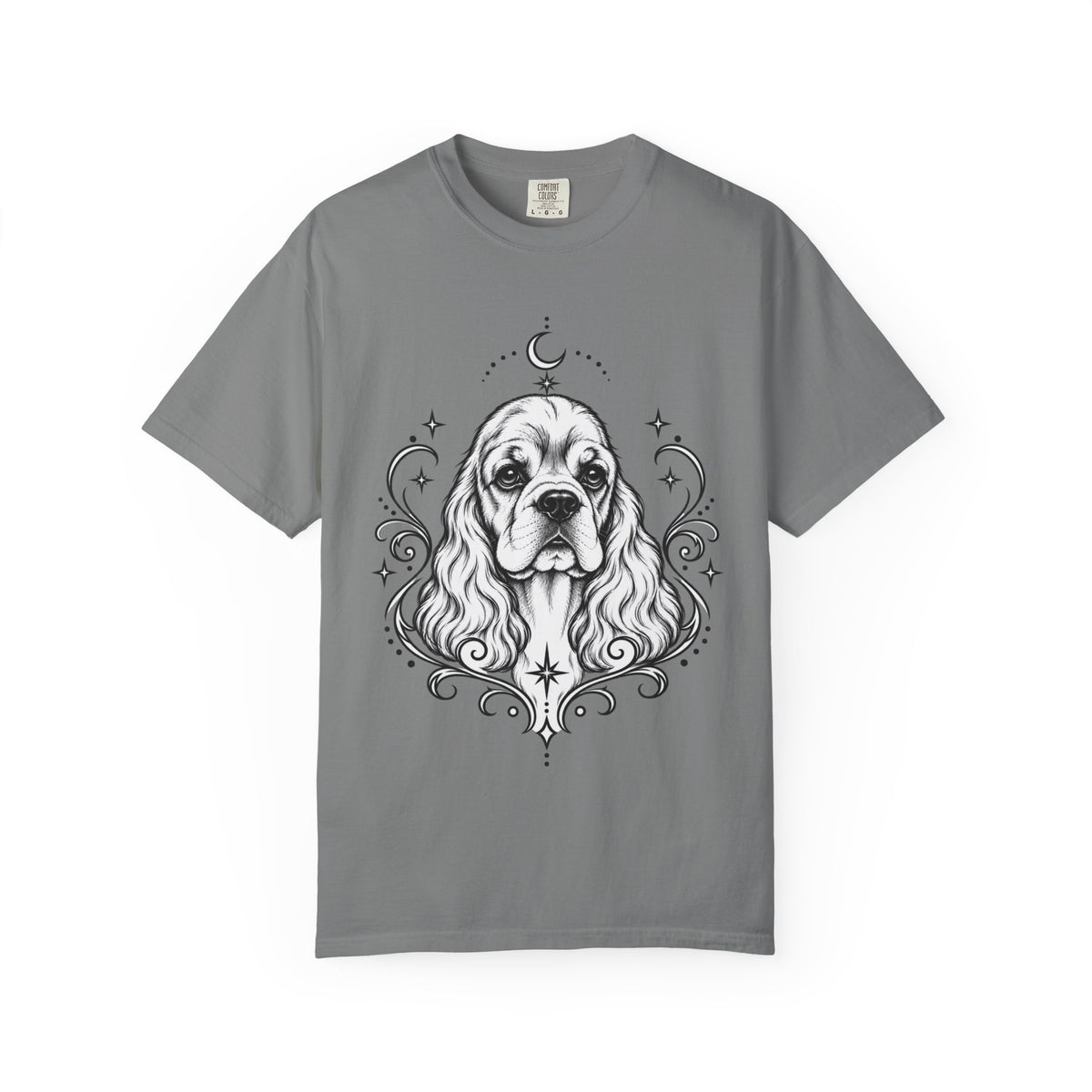 Mystical American Cocker Spaniel Line Art T-Shirt — Minimal Dog Portrait Tee