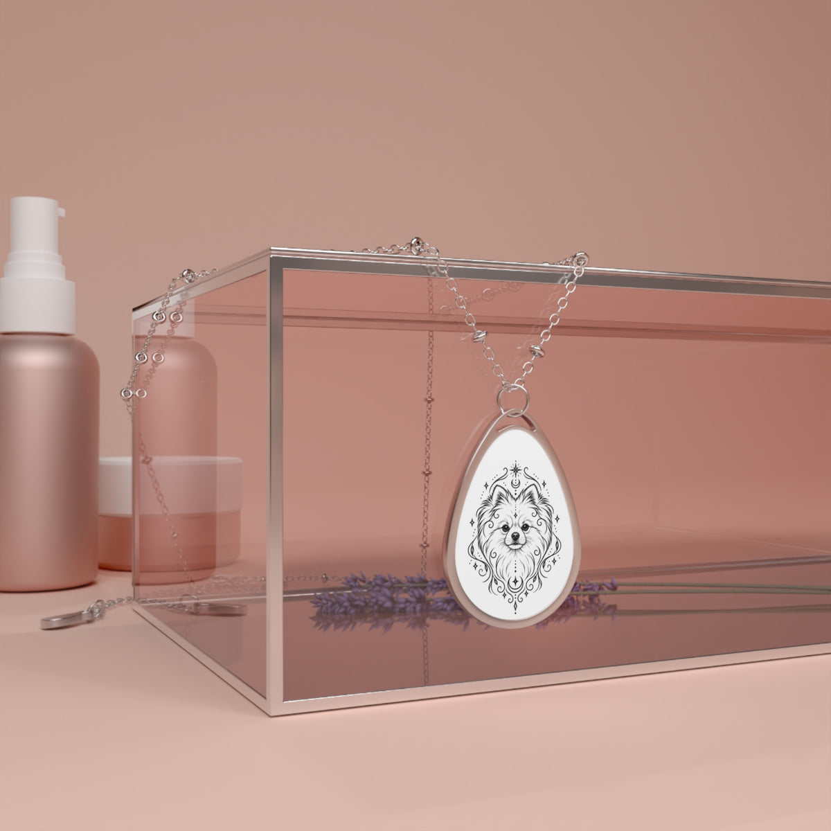 Mystical Pomeranian Oval Necklace — Engraved Pet Memorial Pendant
