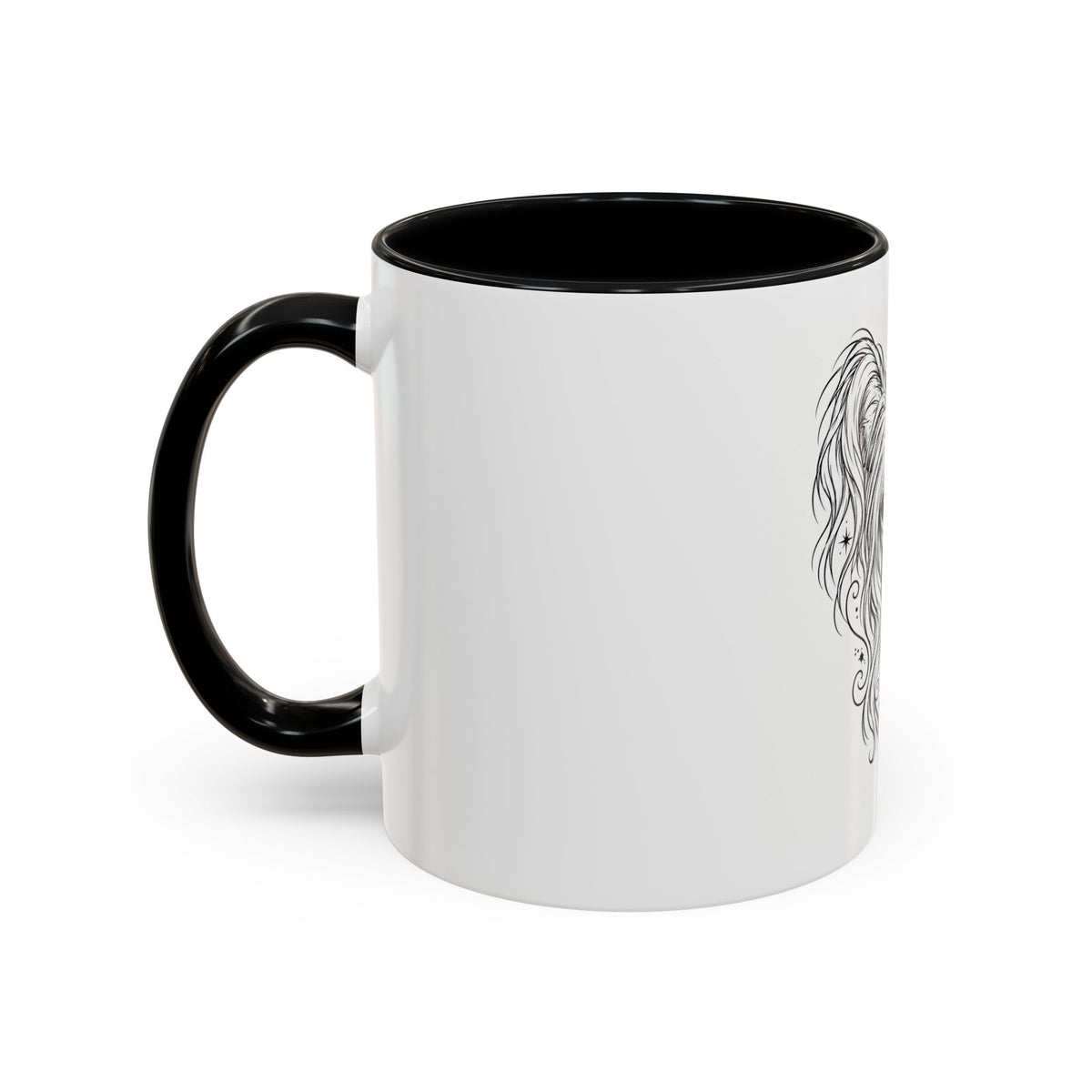 Mystical Chinese Crested Line Art Accent Coffee Mug – Mystical Dog Portrait 11/15oz