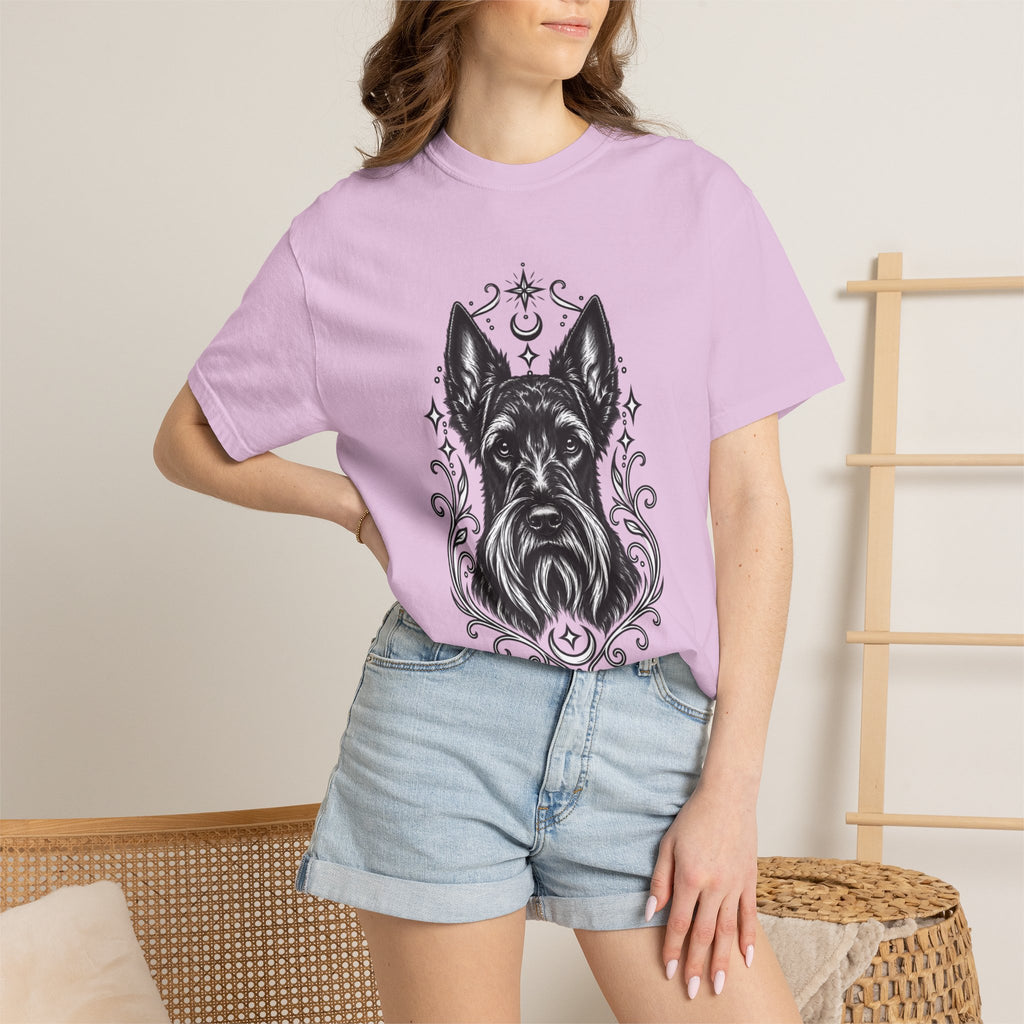 Mystical Scottish Terrier Line Art T-Shirt — Minimal Dog Portrait Tee
