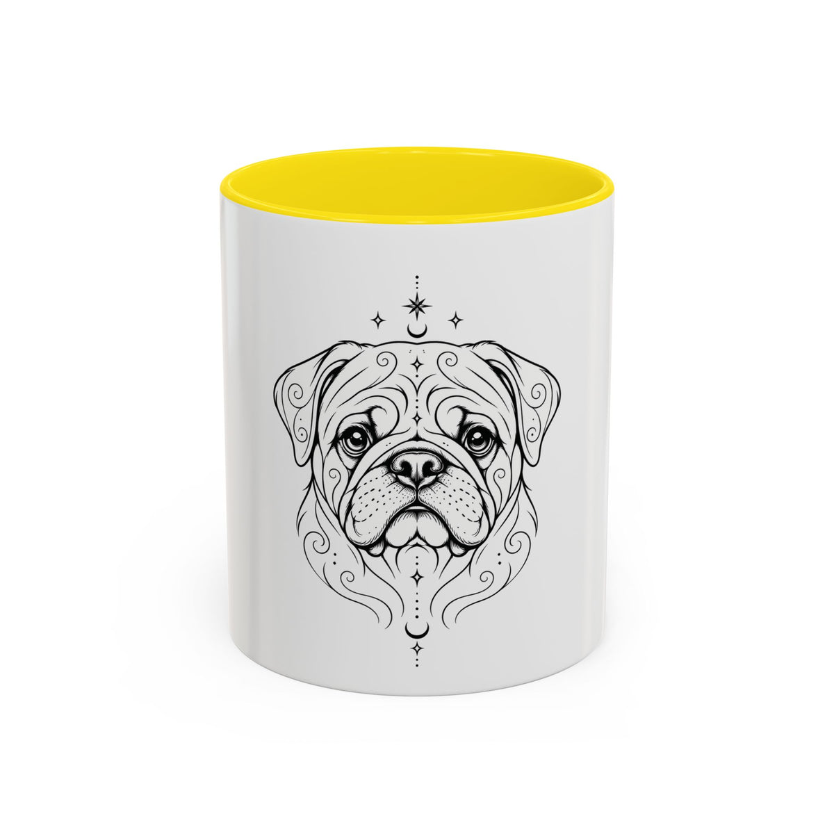 Mystical Pug Line Art Accent Coffee Mug – Mystical Dog Portrait 11/15oz