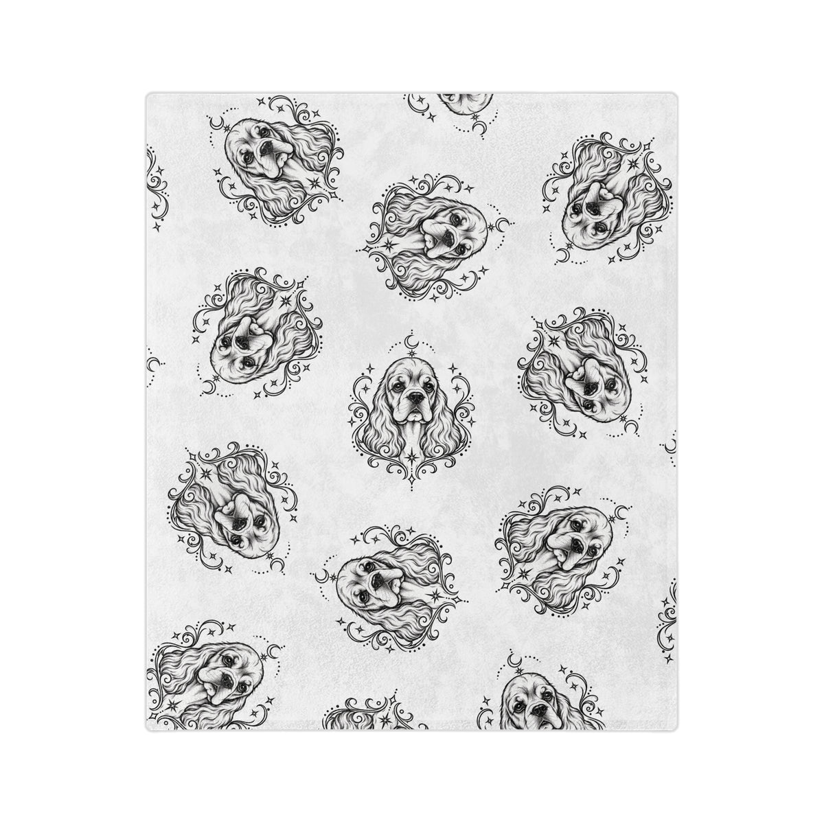Mystical American Cocker Spaniel Minimalist Velveteen Microfiber Blanket — Soft Neutral Pet Portrait Throw