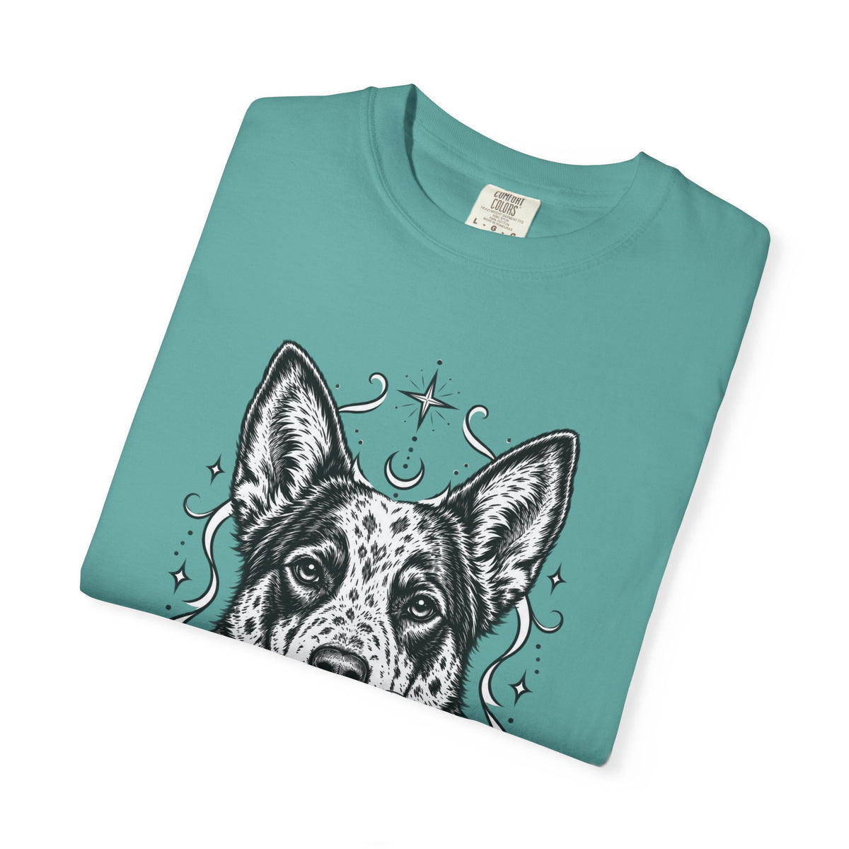 Mystical Australian Cattle Dog Line Art T-Shirt — Minimal Dog Portrait Tee