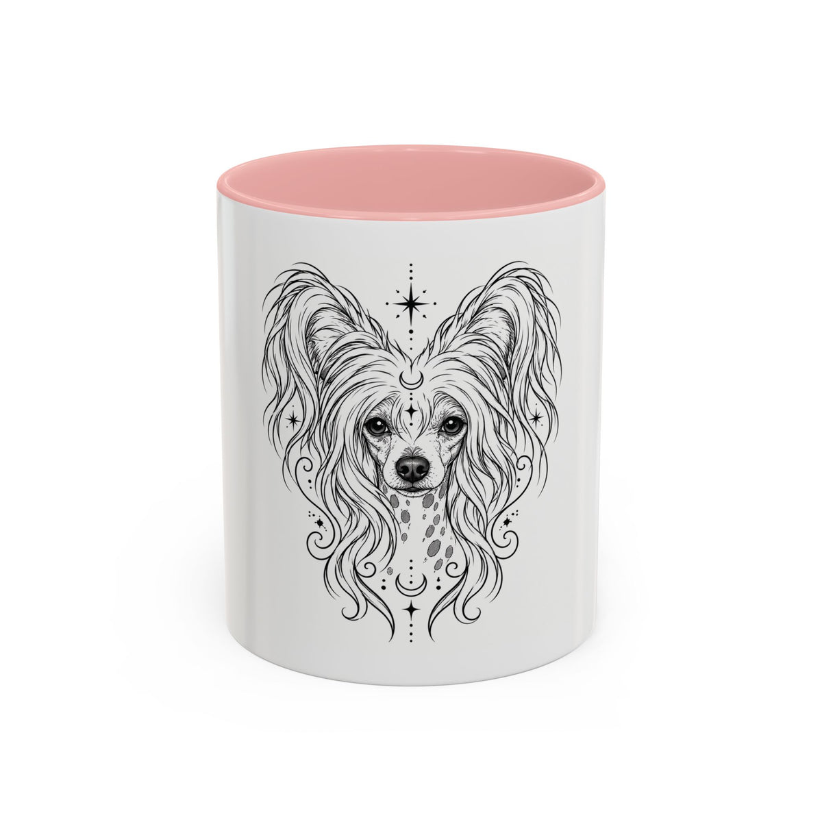 Mystical Chinese Crested Line Art Accent Coffee Mug – Mystical Dog Portrait 11/15oz