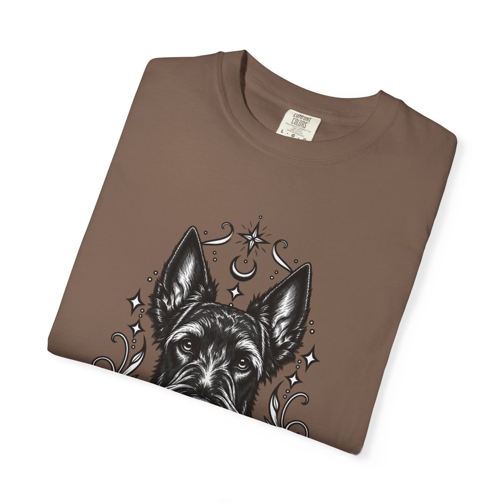 Mystical Scottish Terrier Line Art T-Shirt — Minimal Dog Portrait Tee