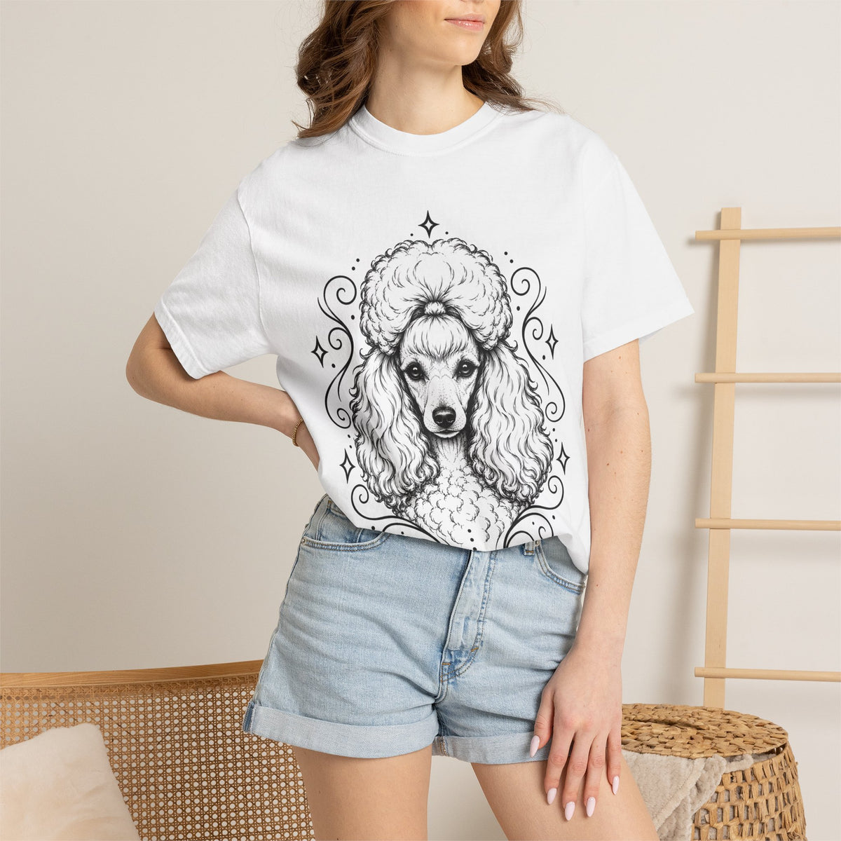 Mystical Toy Poodle Line Art T-Shirt — Minimal Dog Portrait Tee