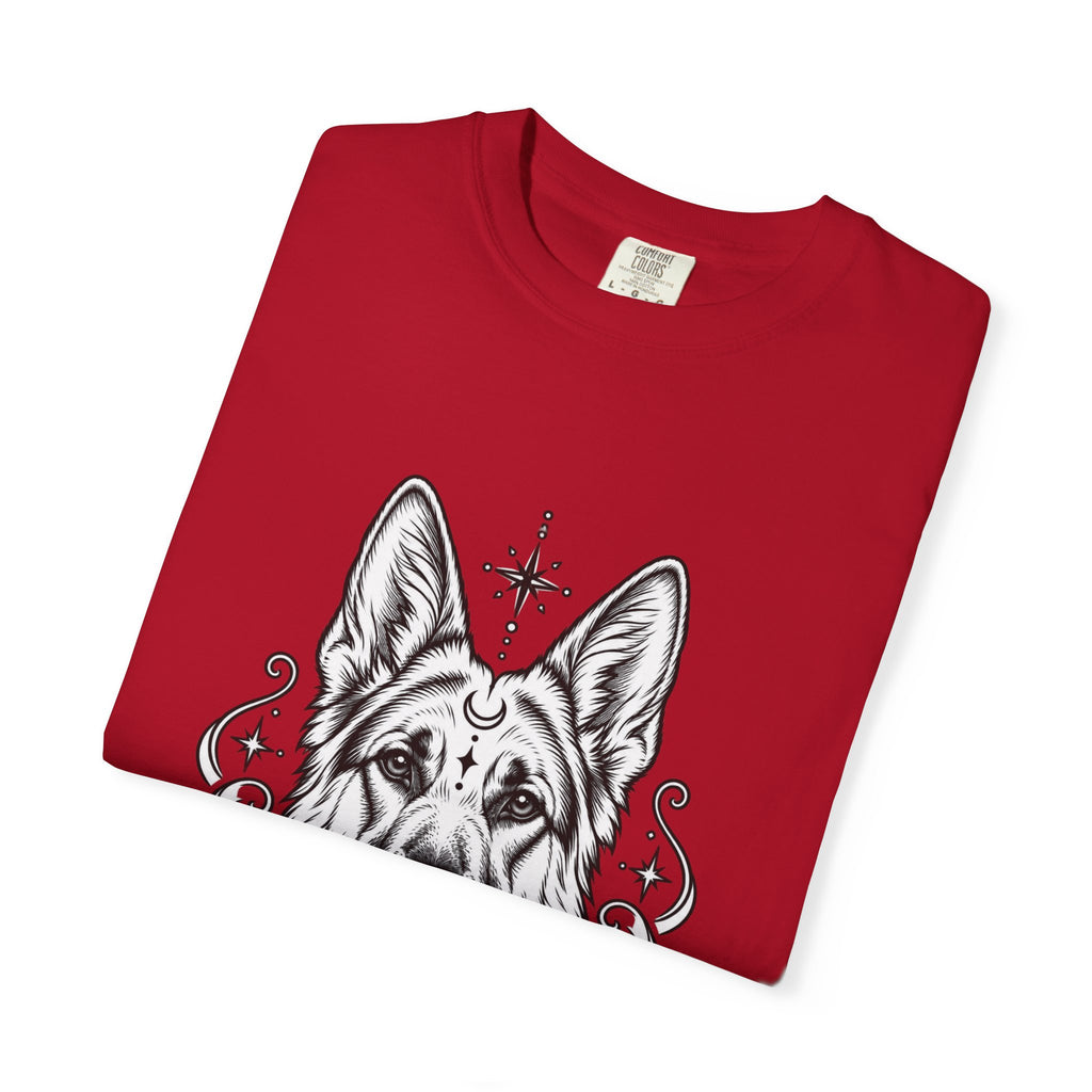 Mystical German Shepherd Line Art T-Shirt — Minimal Dog Portrait Tee