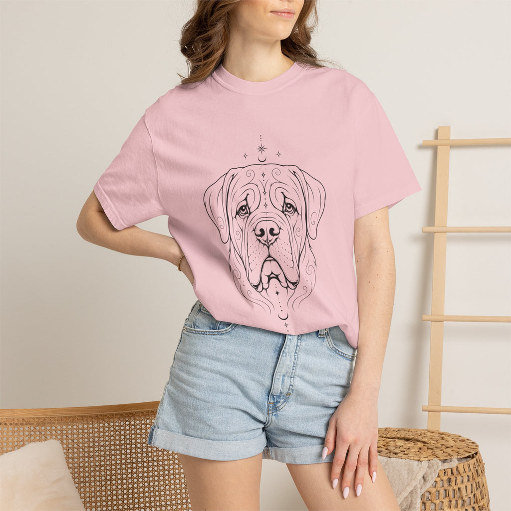 Mystical Mastiff Line Art T‑Shirt — Minimal Dog Portrait Tee
