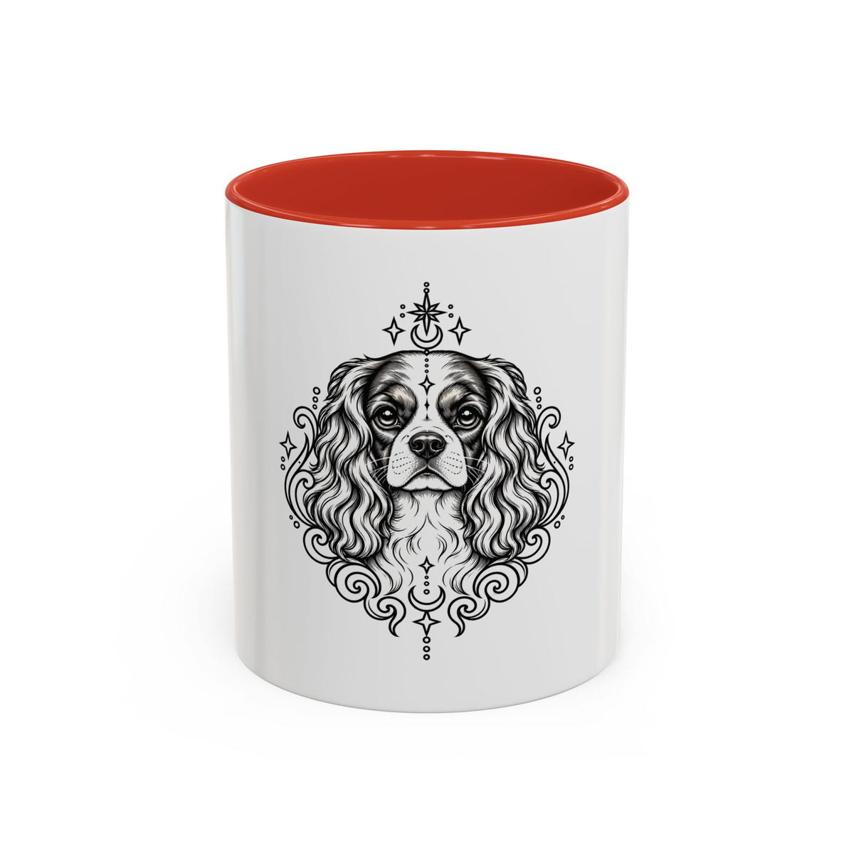 Mystical Cavalier King Charles Spaniel Line Art Accent Coffee Mug – Mystical Dog Portrait 11/15oz
