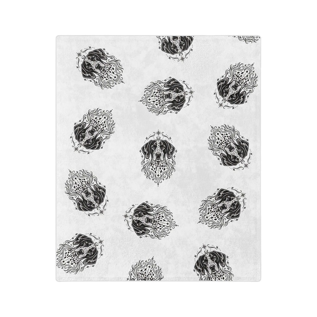 Mystical German Shorthaired Pointer Minimalist Velveteen Microfiber Blanket — Soft Neutral Pet Portrait Throw
