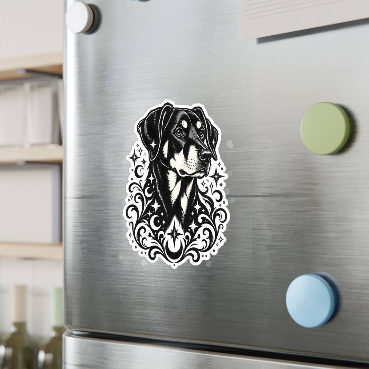 Mystical Beauceron NE FD Line Art Kiss-Cut Vinyl Sticker — Decorative Dog Portrait Decal