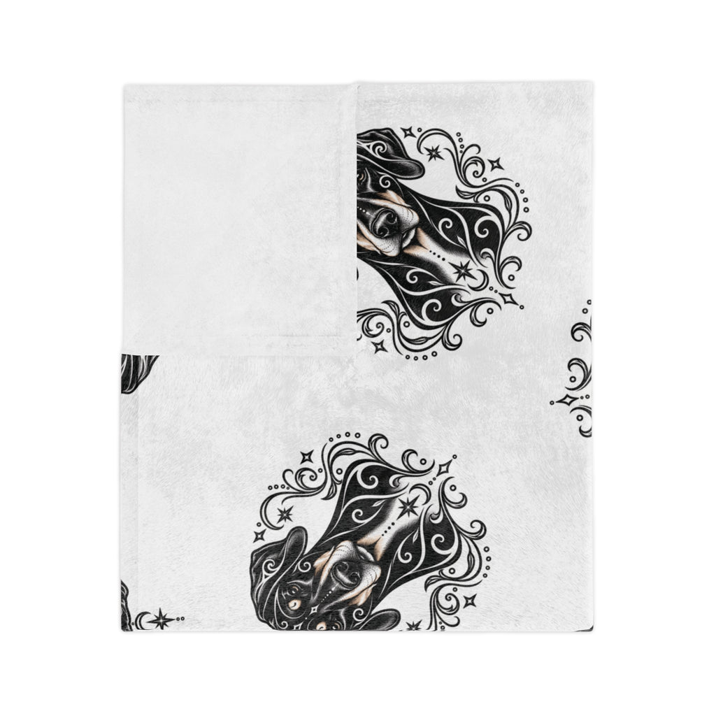 Mystical Doberman Pinscher NE Minimalist Velveteen Microfiber Blanket — Soft Neutral Pet Portrait Throw