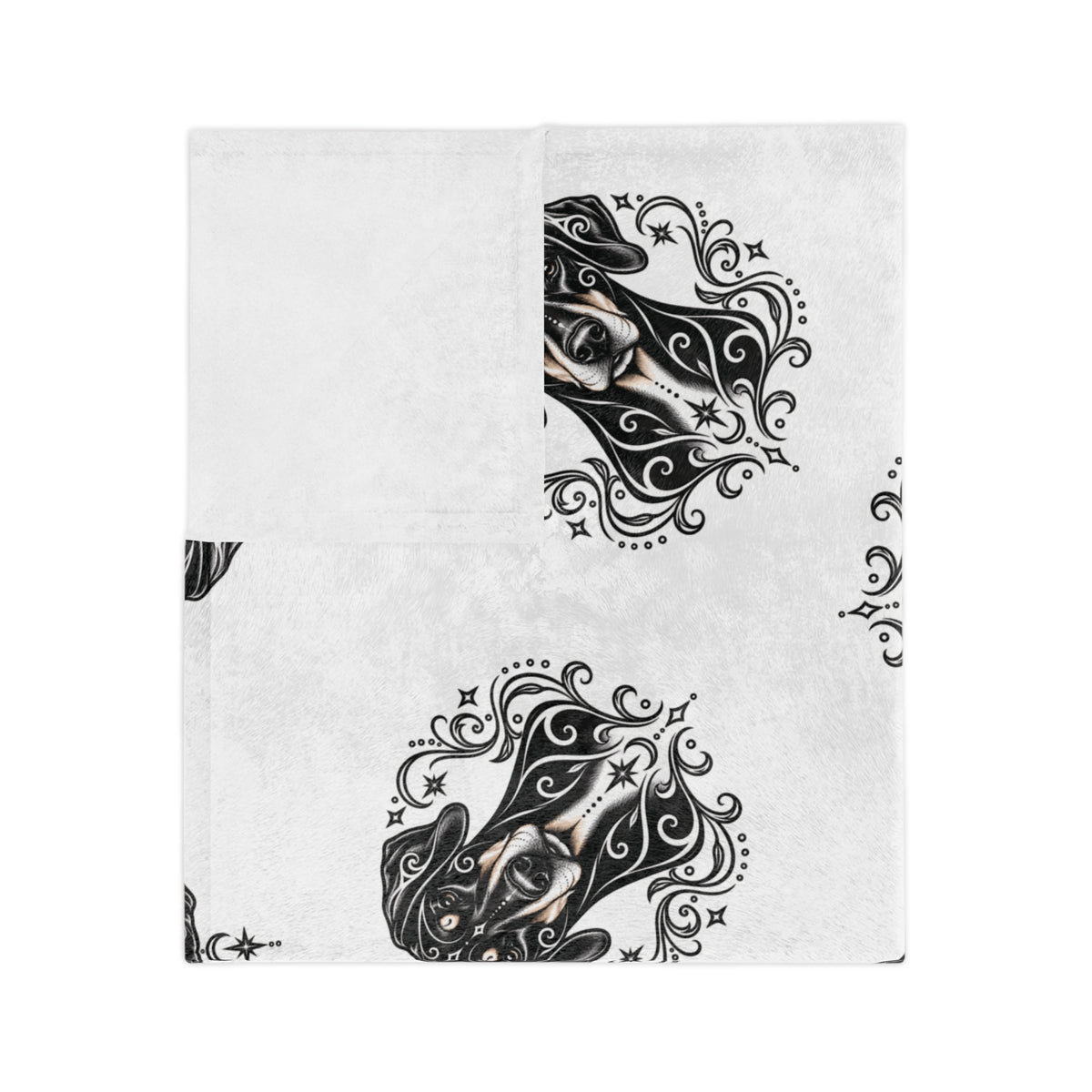 Mystical Doberman Pinscher NE Minimalist Velveteen Microfiber Blanket — Soft Neutral Pet Portrait Throw