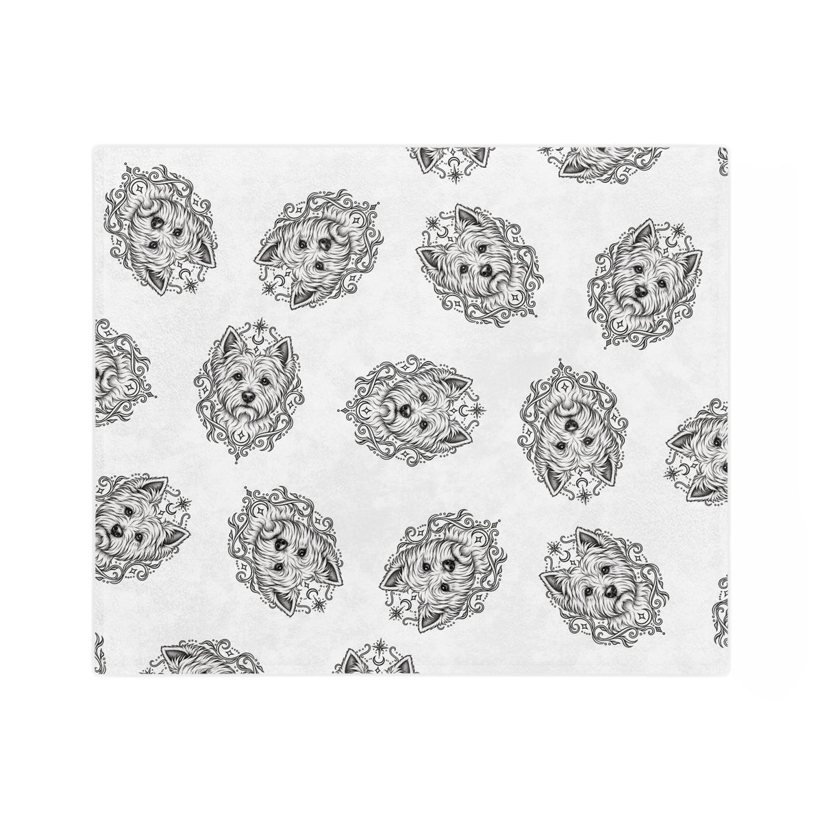 Mystical West Highland Terrier Minimalist Velveteen Microfiber Blanket — Soft Neutral Pet Portrait Throw