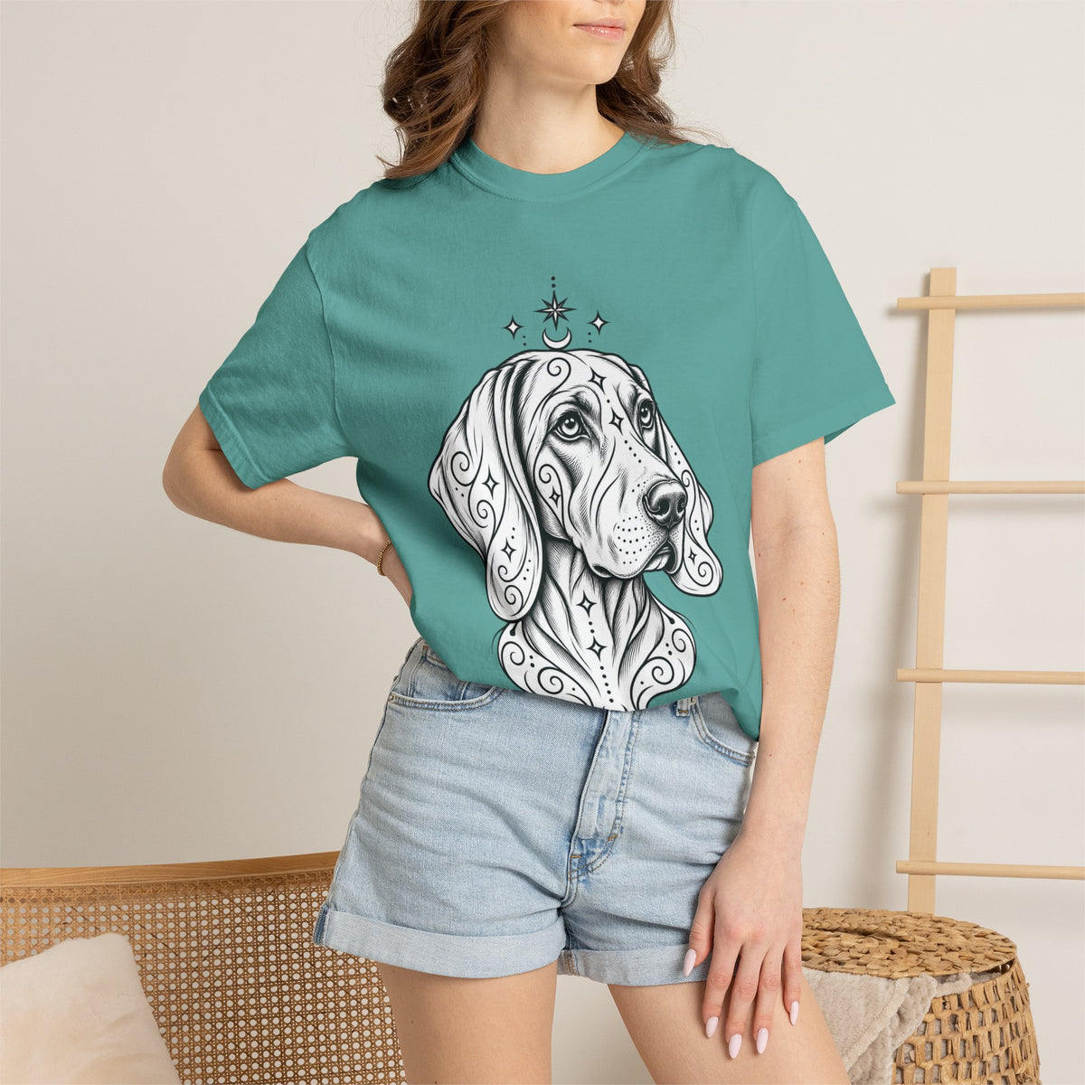 Mystical Weimaraner Line Art T-Shirt — Minimal Dog Portrait Tee