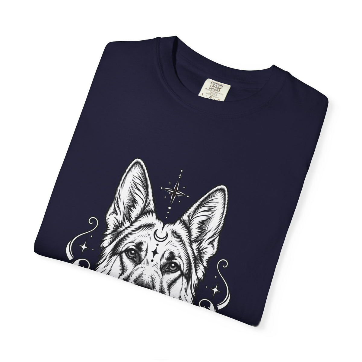 Mystical German Shepherd Line Art T-Shirt — Minimal Dog Portrait Tee