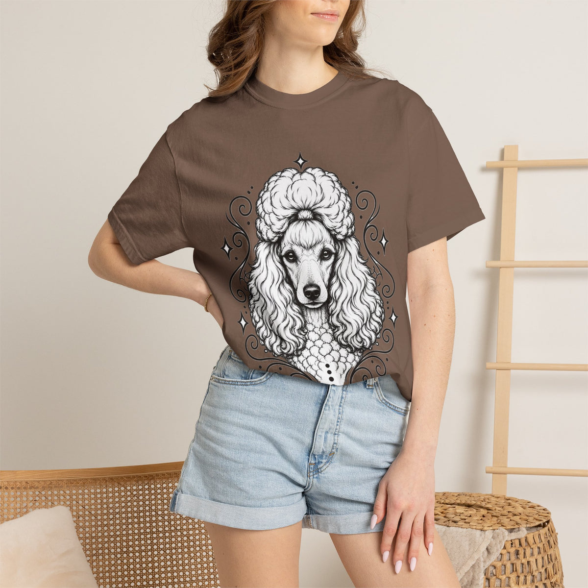 Mystical Miniature Poodle Line Art T-Shirt — Minimal Dog Portrait Tee