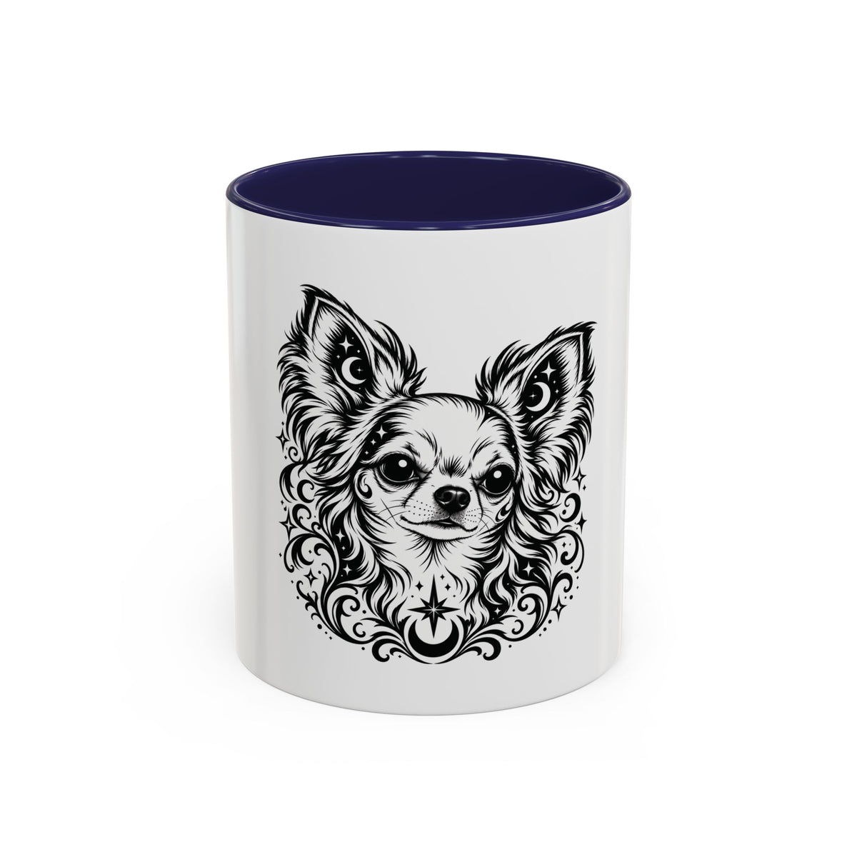 Mystical  Chihuahua LH Line Art Accent Coffee Mug – Mystical Dog Portrait 11/15oz