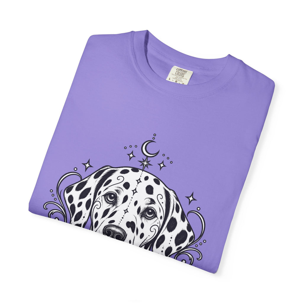 Mystical Dalmatian Line Art T-Shirt — Minimal Dog Portrait Tee