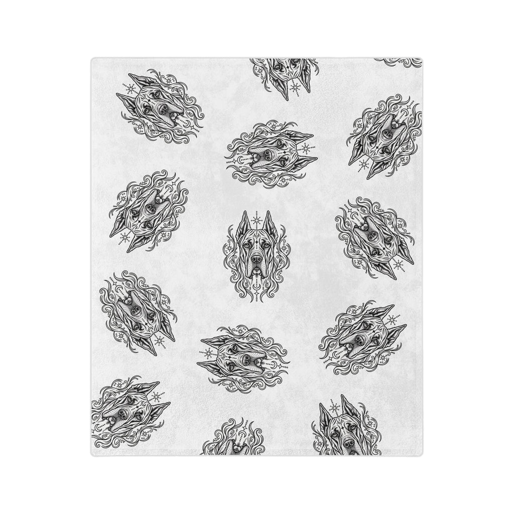 Mystical Great Dane CE Minimalist Velveteen Microfiber Blanket — Soft Neutral Pet Portrait Throw