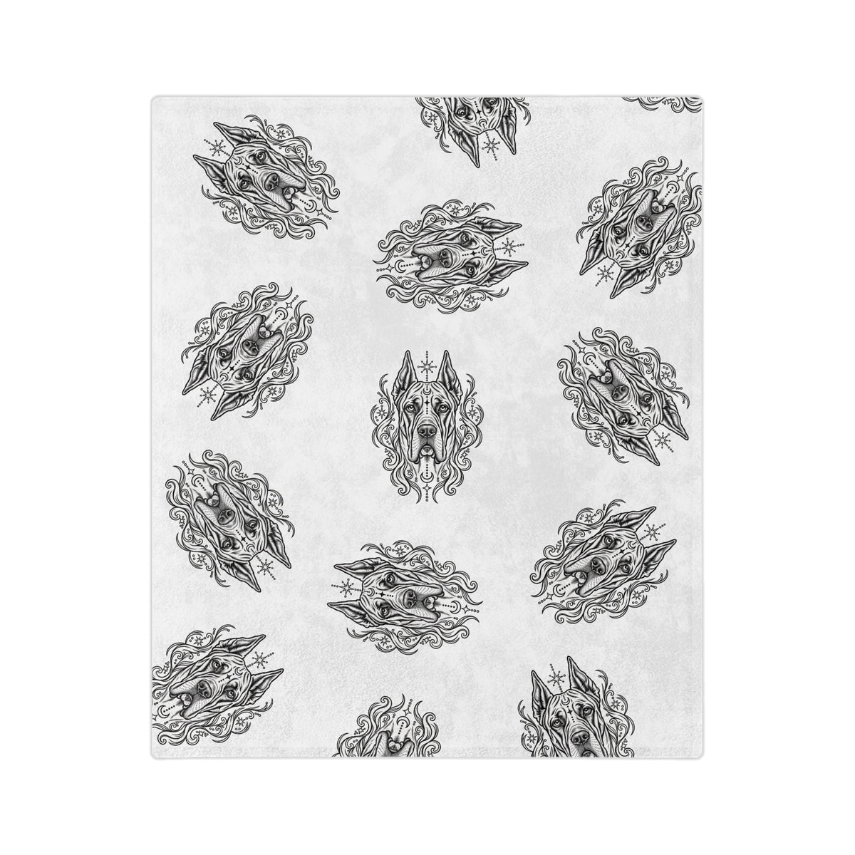 Mystical Great Dane CE Minimalist Velveteen Microfiber Blanket — Soft Neutral Pet Portrait Throw