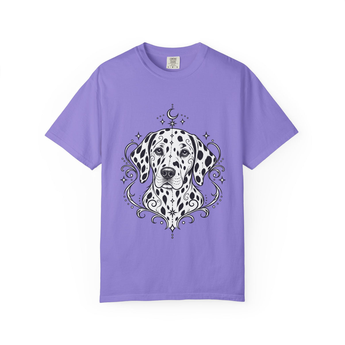 Mystical Dalmatian Line Art T-Shirt — Minimal Dog Portrait Tee