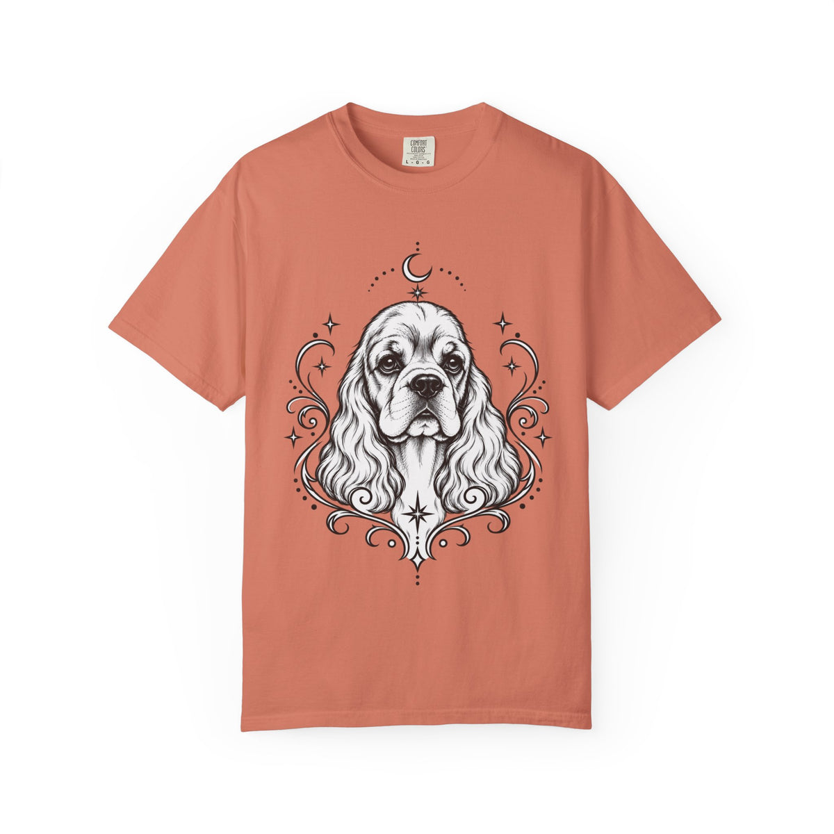 Mystical American Cocker Spaniel Line Art T-Shirt — Minimal Dog Portrait Tee