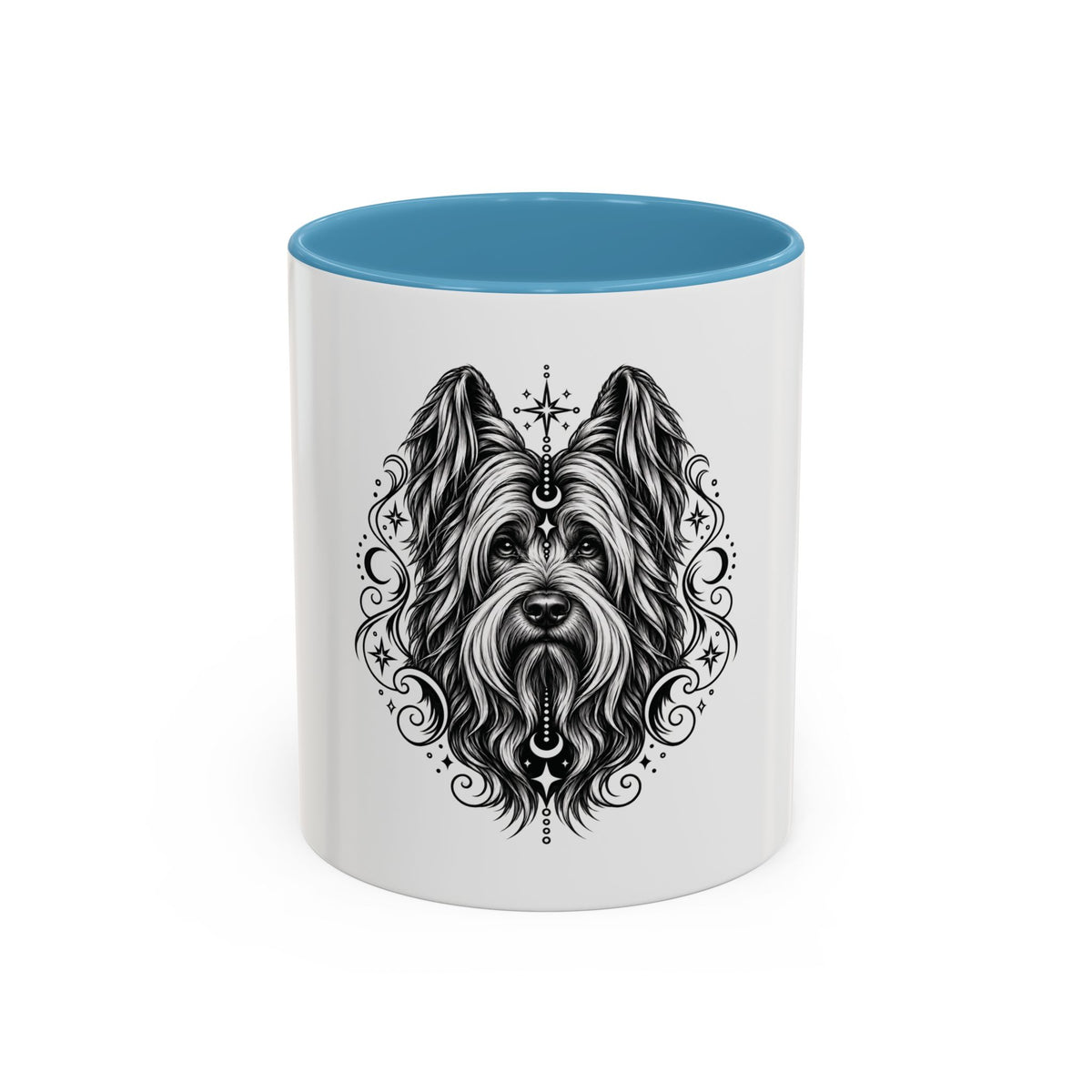 Mystical Briard CE Line Art Accent Coffee Mug – Mystical Dog Portrait 11/15oz