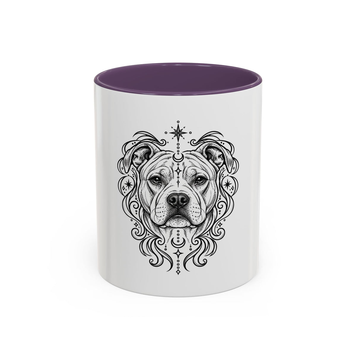 Mystical American Staffordshire Terrier Line Art Accent Coffee Mug – Mystical Dog Portrait 11/15oz
