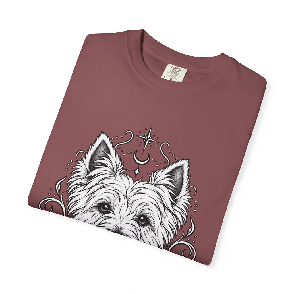 Mystical West Highland Terrier Line Art T-Shirt — Minimal Dog Portrait Tee