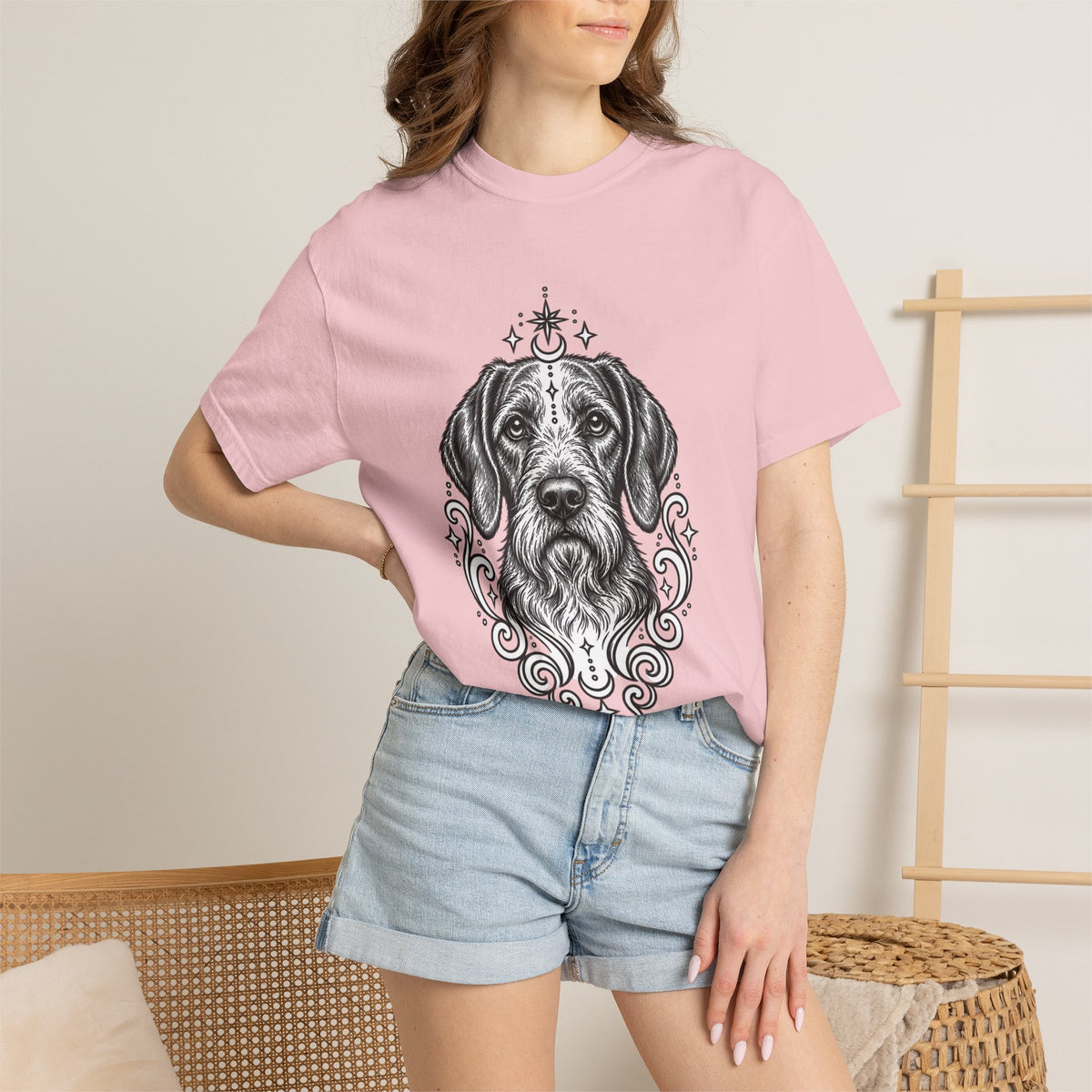 Mystical Wiredhaired Vizsla Line Art T-Shirt — Minimal Dog Portrait Tee