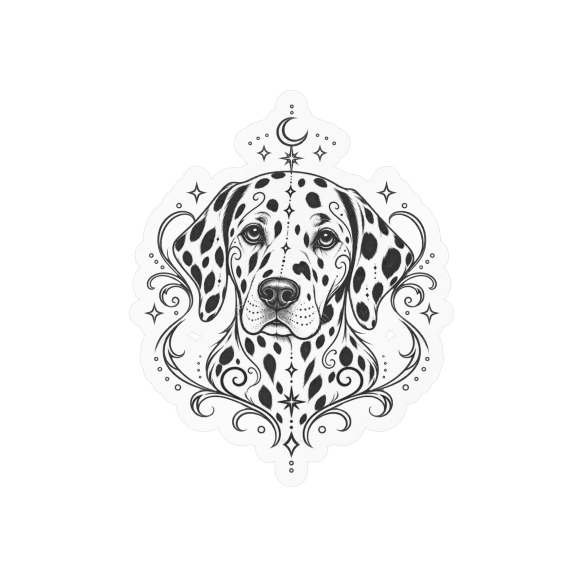 Mystical Dalmatian Mandala Sticker — Kiss-Cut Vinyl Decal