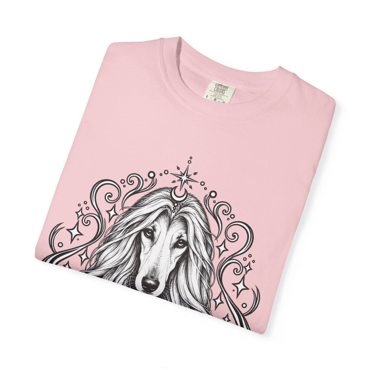 Mystical Afghan Hound Line Art T-Shirt — Minimal Dog Portrait Tee
