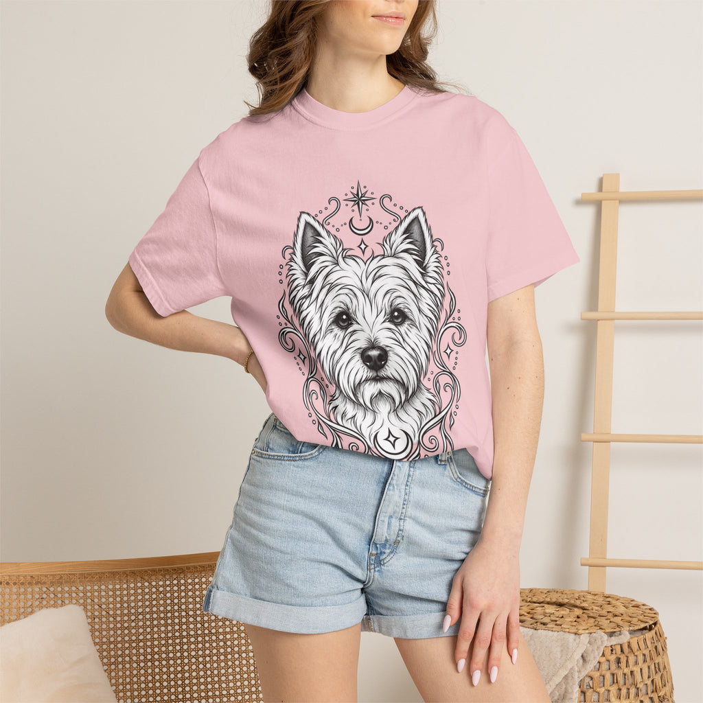 Mystical West Highland Terrier Line Art T-Shirt — Minimal Dog Portrait Tee
