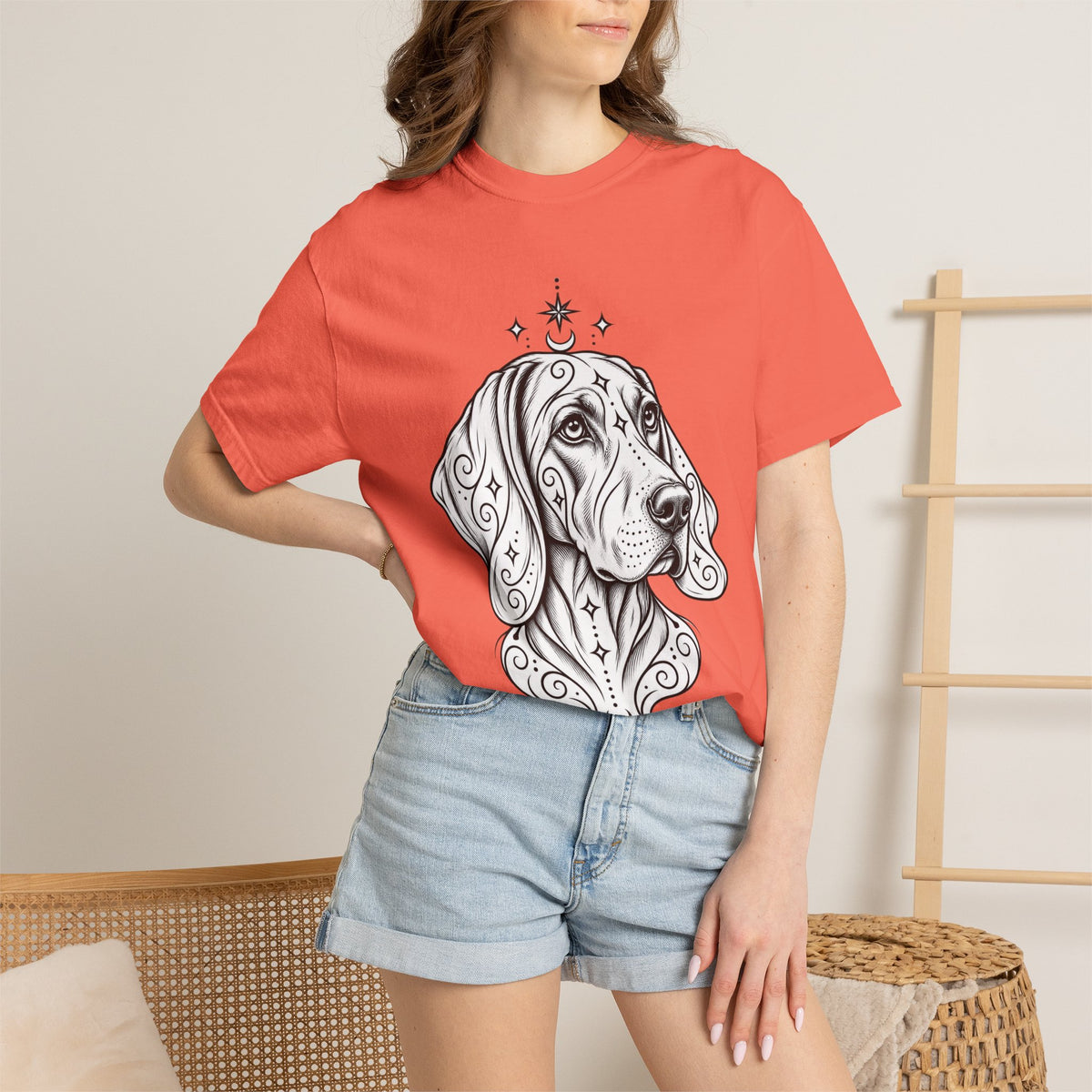 Mystical Weimaraner Line Art T-Shirt — Minimal Dog Portrait Tee