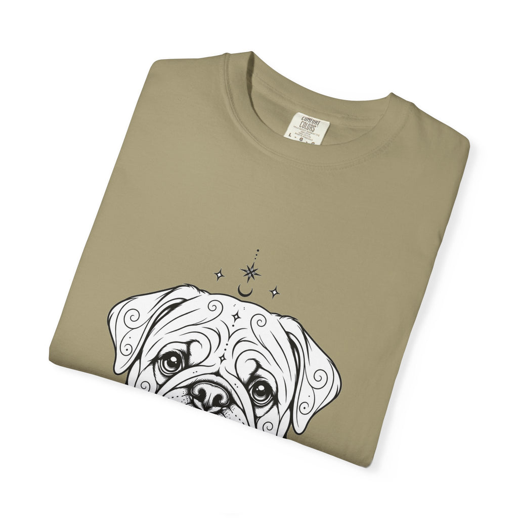 Mystical Pug Line Art T-Shirt — Minimal Dog Portrait Tee