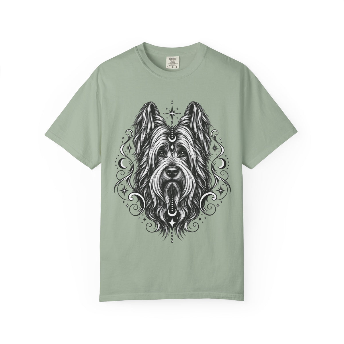 Mystical Briard Line Art T-Shirt — Minimal Dog Portrait Tee