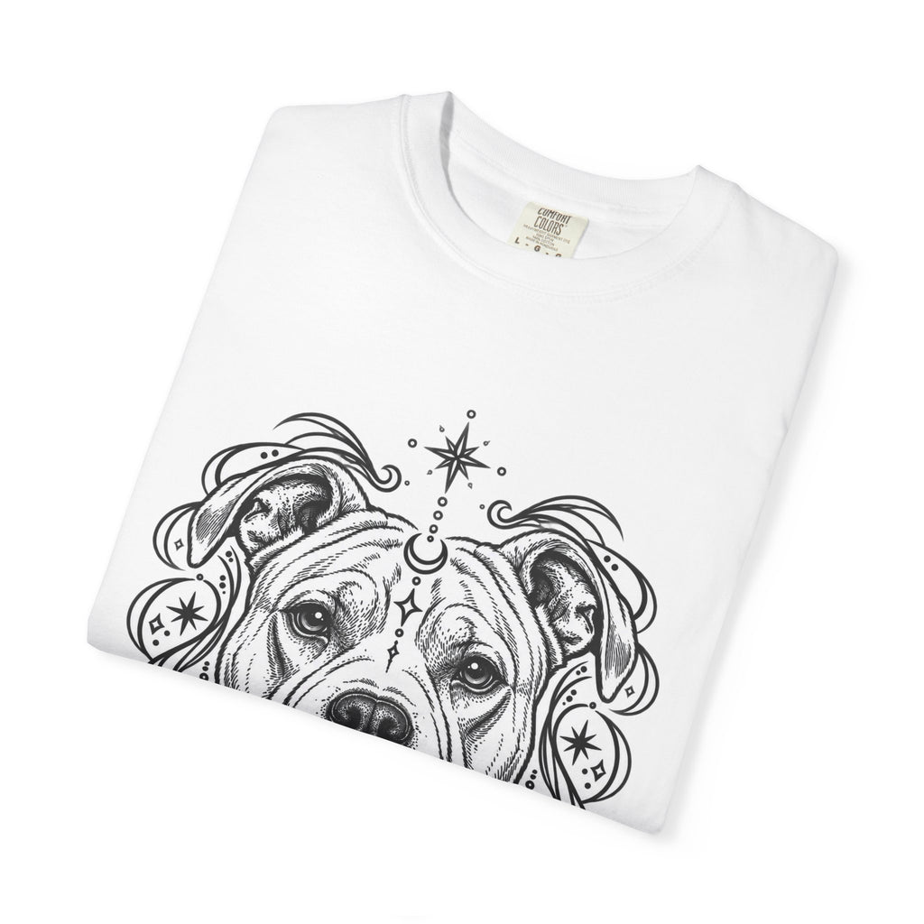 Mystical American Staffordshire Terrier Line Art T-Shirt — Minimal Dog Portrait Tee
