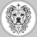 Mystical American Staffordshire Terrier Round Car Magnet — Boho Dog Face Sticker