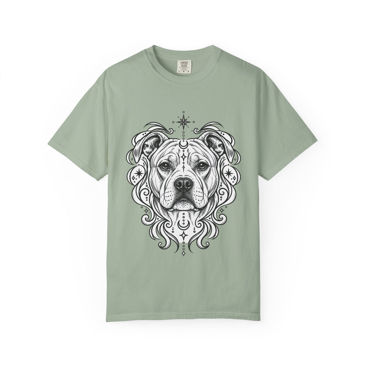 Mystical American Staffordshire Terrier Line Art T-Shirt — Minimal Dog Portrait Tee