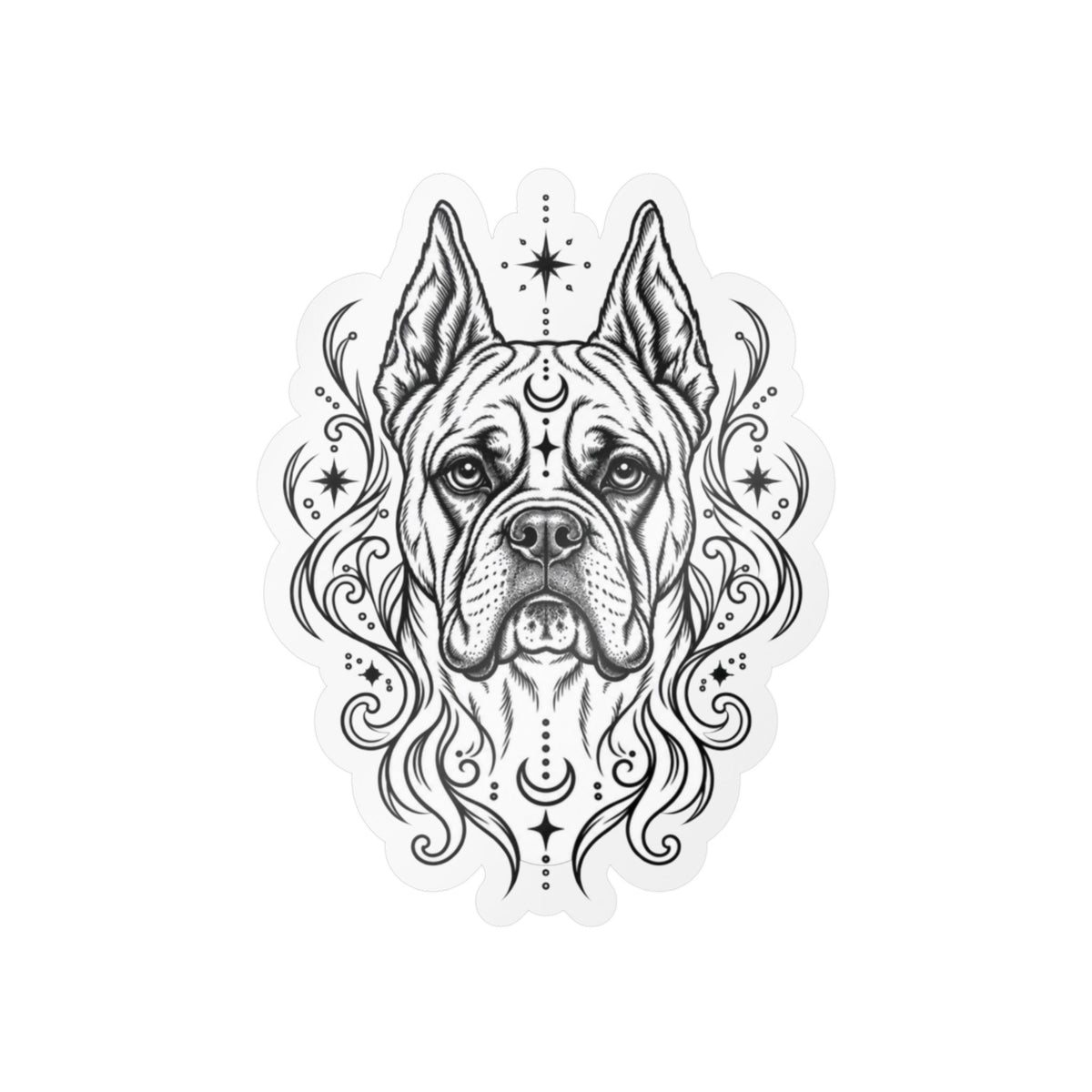Copy of Mystical White Swiss Shepherd Line Art Kiss-Cut Vinyl Sticker — Decorative Dog Portrait Decal