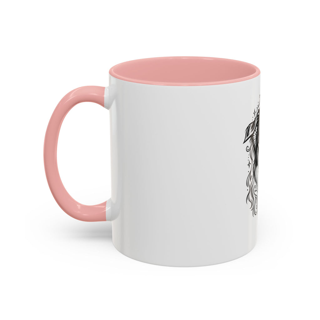 Mystical Border Collie LH Line Art Accent Coffee Mug – Mystical Dog Portrait 11/15oz